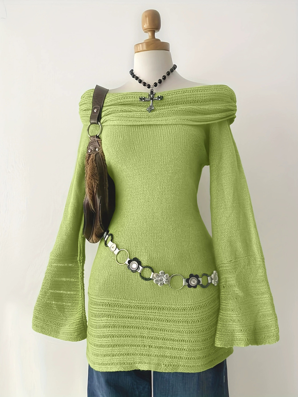 ZARA Womens Sexy Versatile Off Shoulder Sweater Dress Autumn Winter